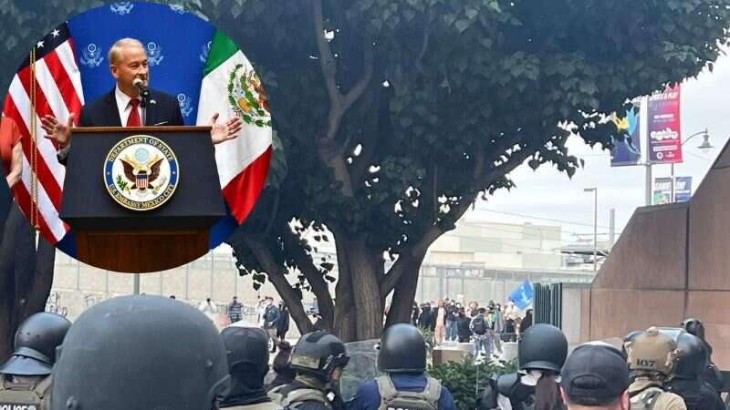 Ronald Johnson, embajador de Estados Unidos, critica a manifestante de Los Ángeles