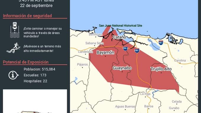 Aviso de inundaciones repentinas.