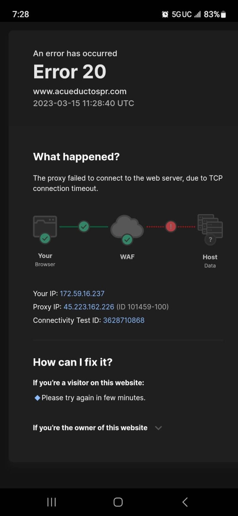 La página web de la AAA no está en servicio