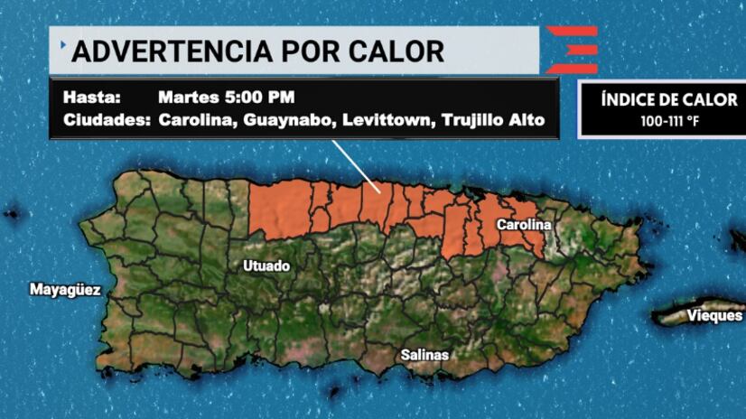 Emiten advertencia de calor para más de 10 municipios de Puerto Rico.