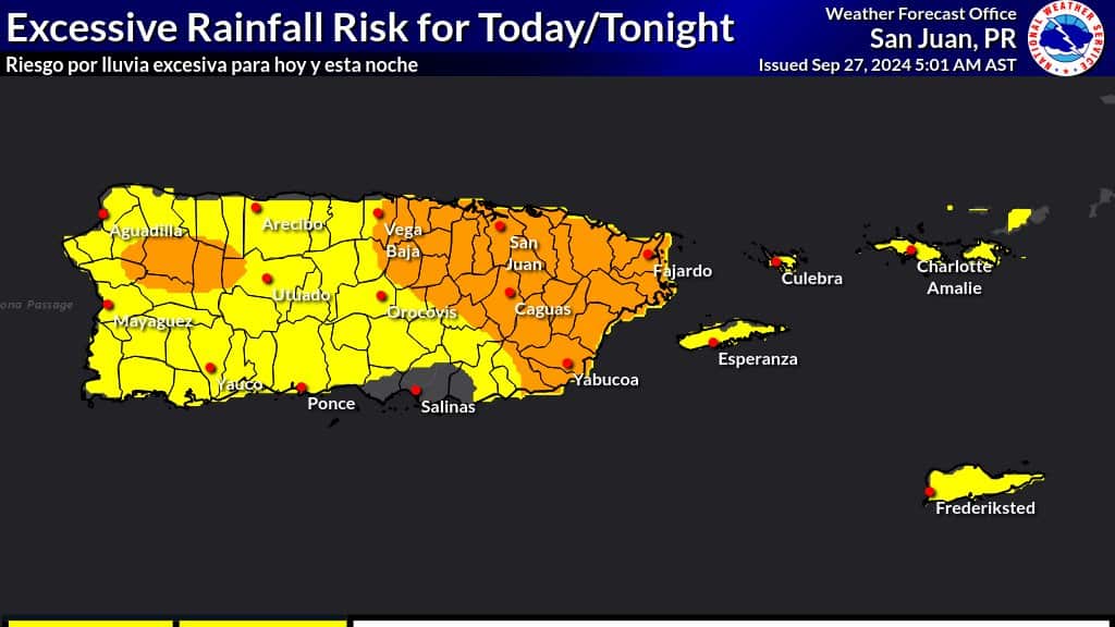 Riesgo de lluvia excesiva.