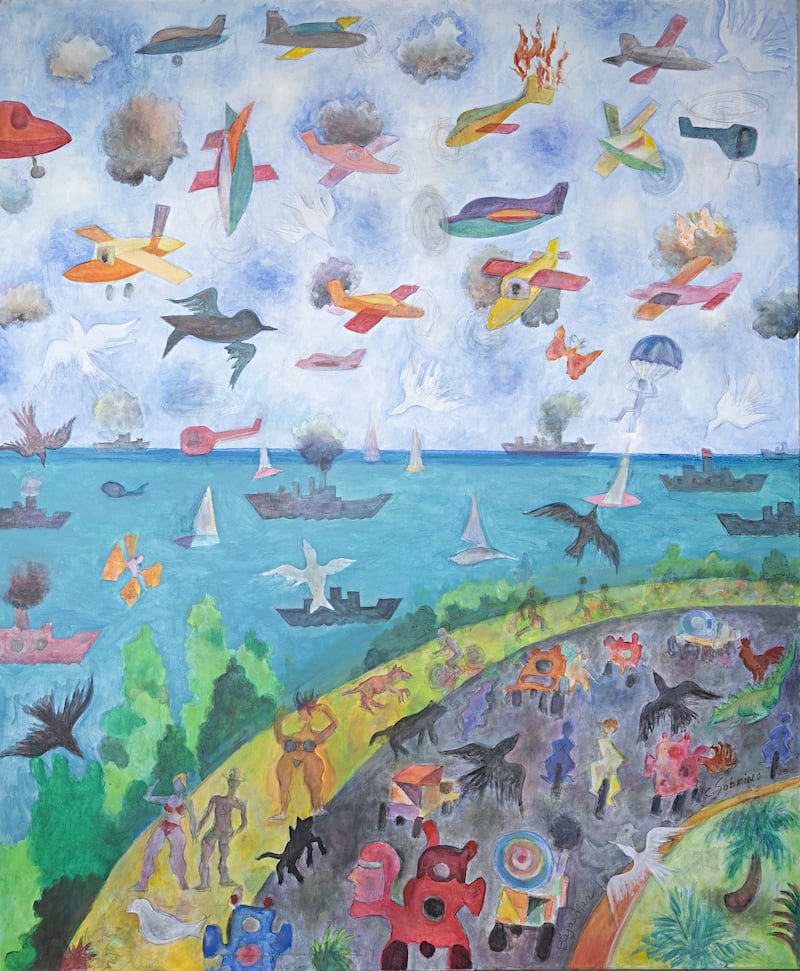 Carmelo Sobrino, Paseo Puerta de Tierra, 60 x 72, acrílico, 2023.