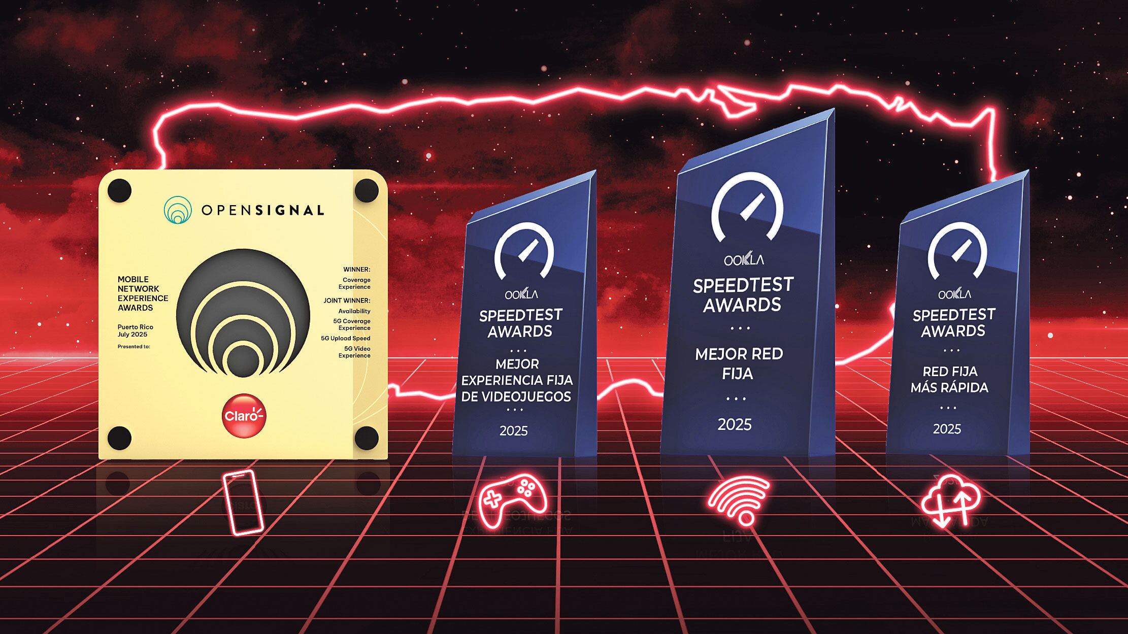 Ookla y Opensignal reconocieron a Claro como la red #1 en Puerto Rico en Internet fijo, 'gaming' y cobertura móvil, consolidando su liderazgo en 2025