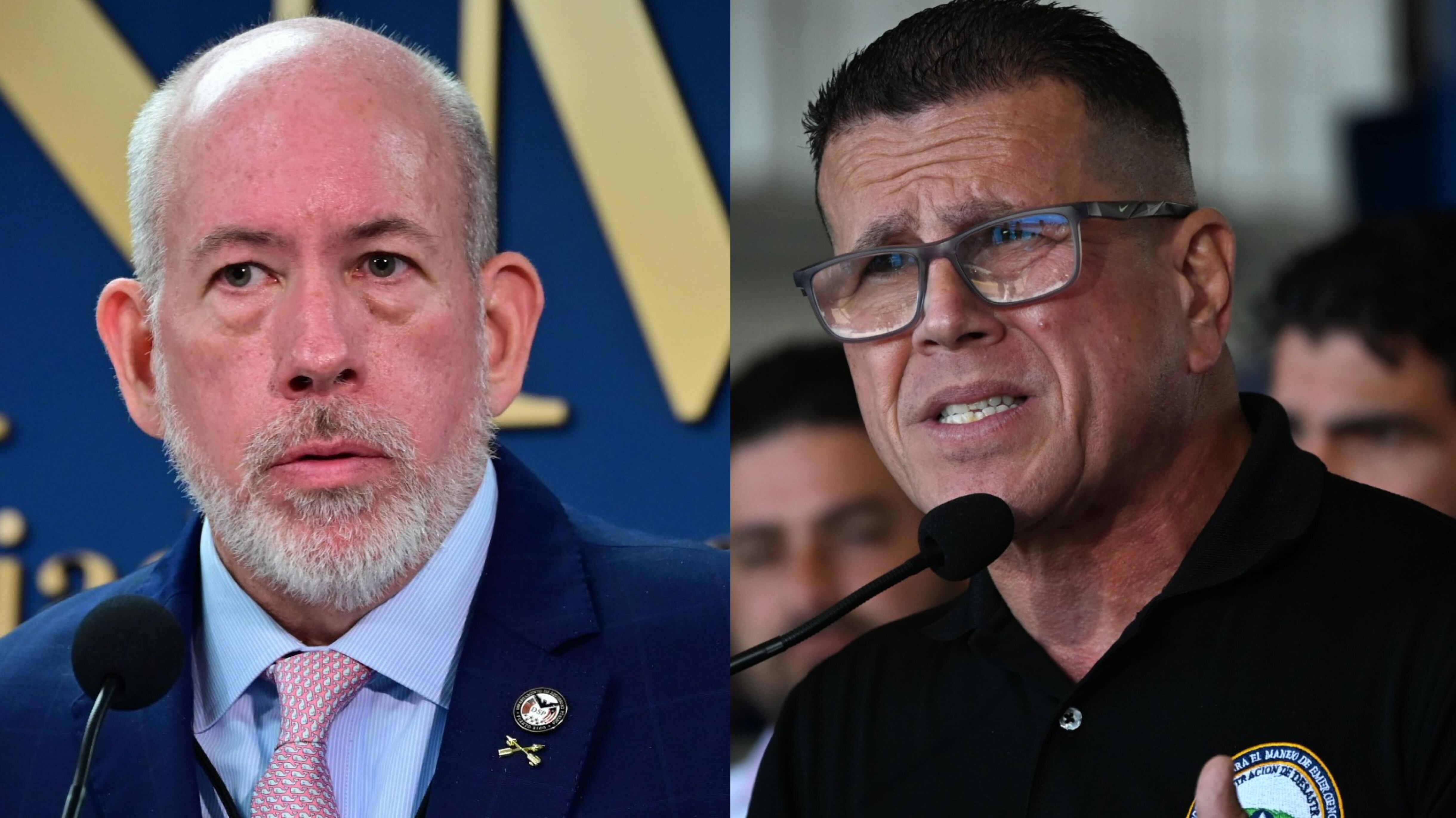 Arthur Garffer, secretario del Departamento de Seguridad Pública, y Ángel Jiménez Colón, comisionado del Negociado para el Manejo de Emergencias y Administración de Desastres.