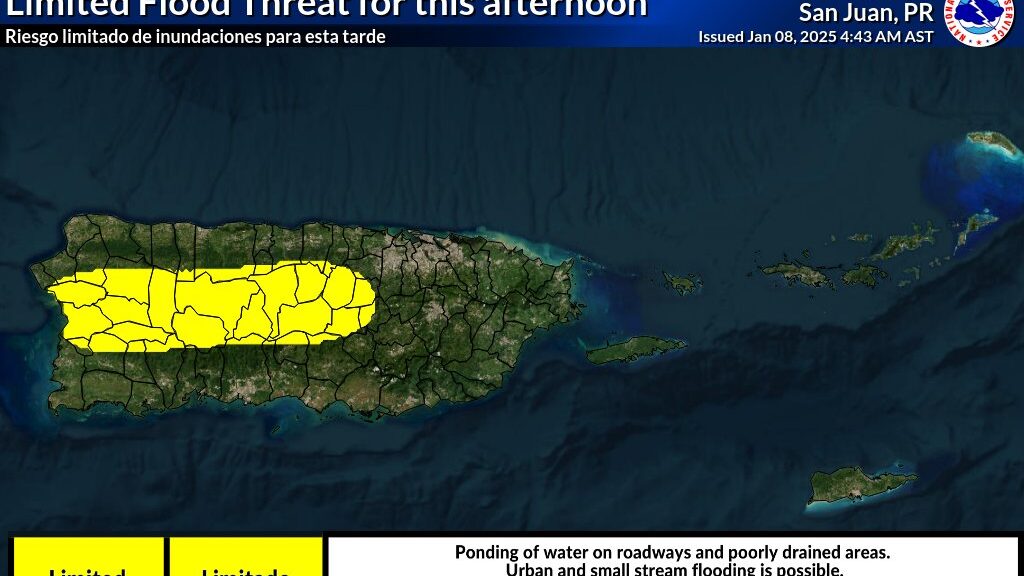 Riesgo limitado de inundaciones para la noche del 8 de enero de 2025.