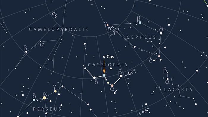 La constelación de Casiopea, hogar de gamma Cas. Fotografía facilitada por Astronomy Now/Greg Smye-Rumsby.