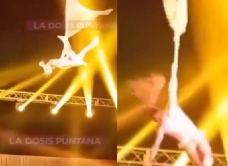 Acróbata brasileño sufrió una fuerte caída durante un espectáculo en Argentina.