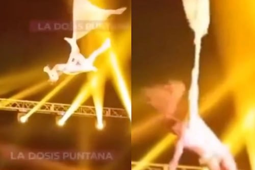 Video: acróbata de circo pierde el control en el aire y cae en pleno show