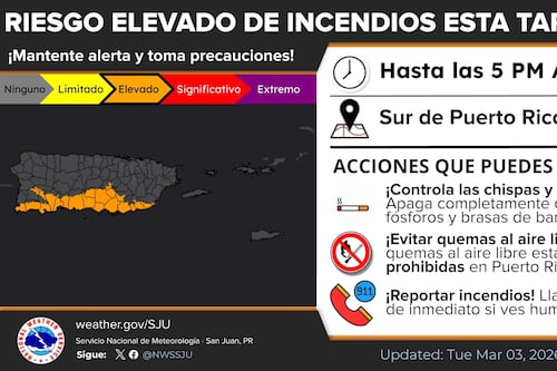 Riesgo elevado de incendios en el sur de Puerto Rico