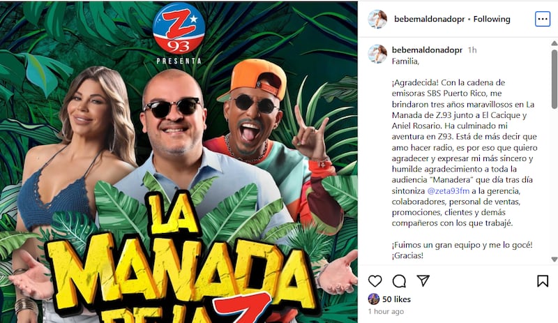 La animadora ya no formará parte de La Manada de La Z93.