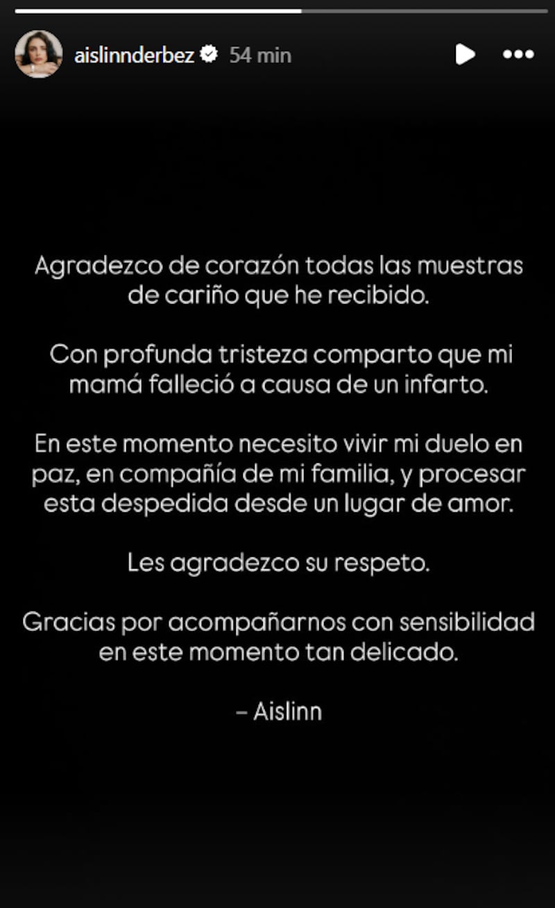 La actriz confirma el fallecimiento de su madre, Gabriela Michel.