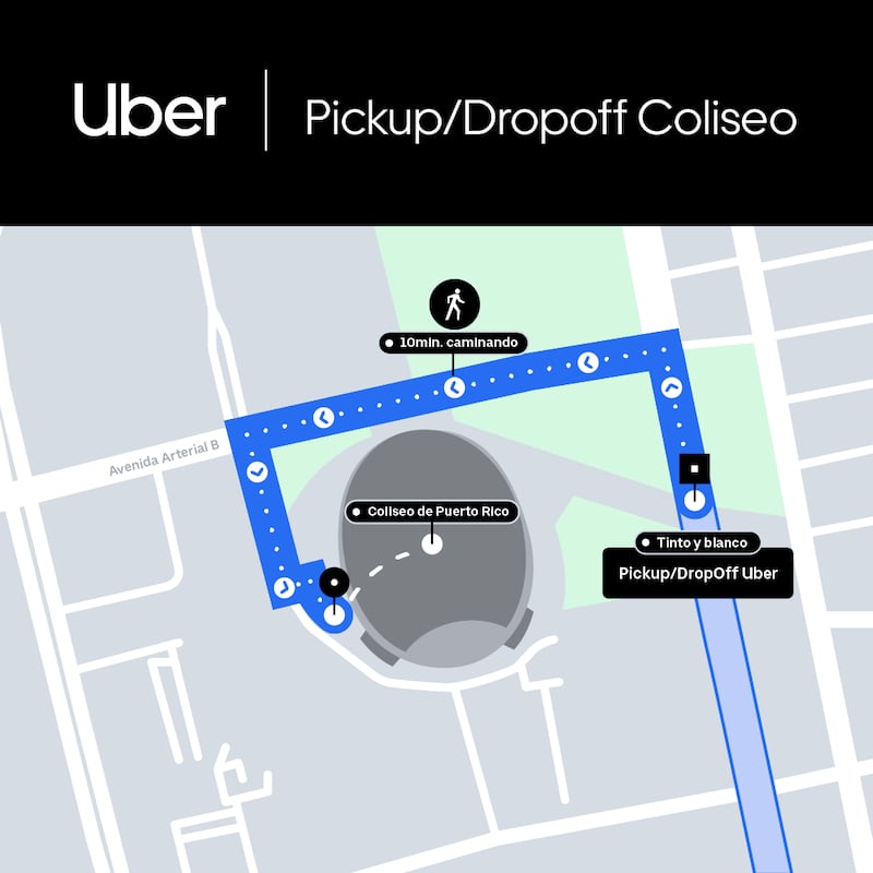 Mapa de UBER en el Coliseo de Puerto Rico