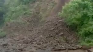 Derrumbe en la carretera 162 en Aibonito