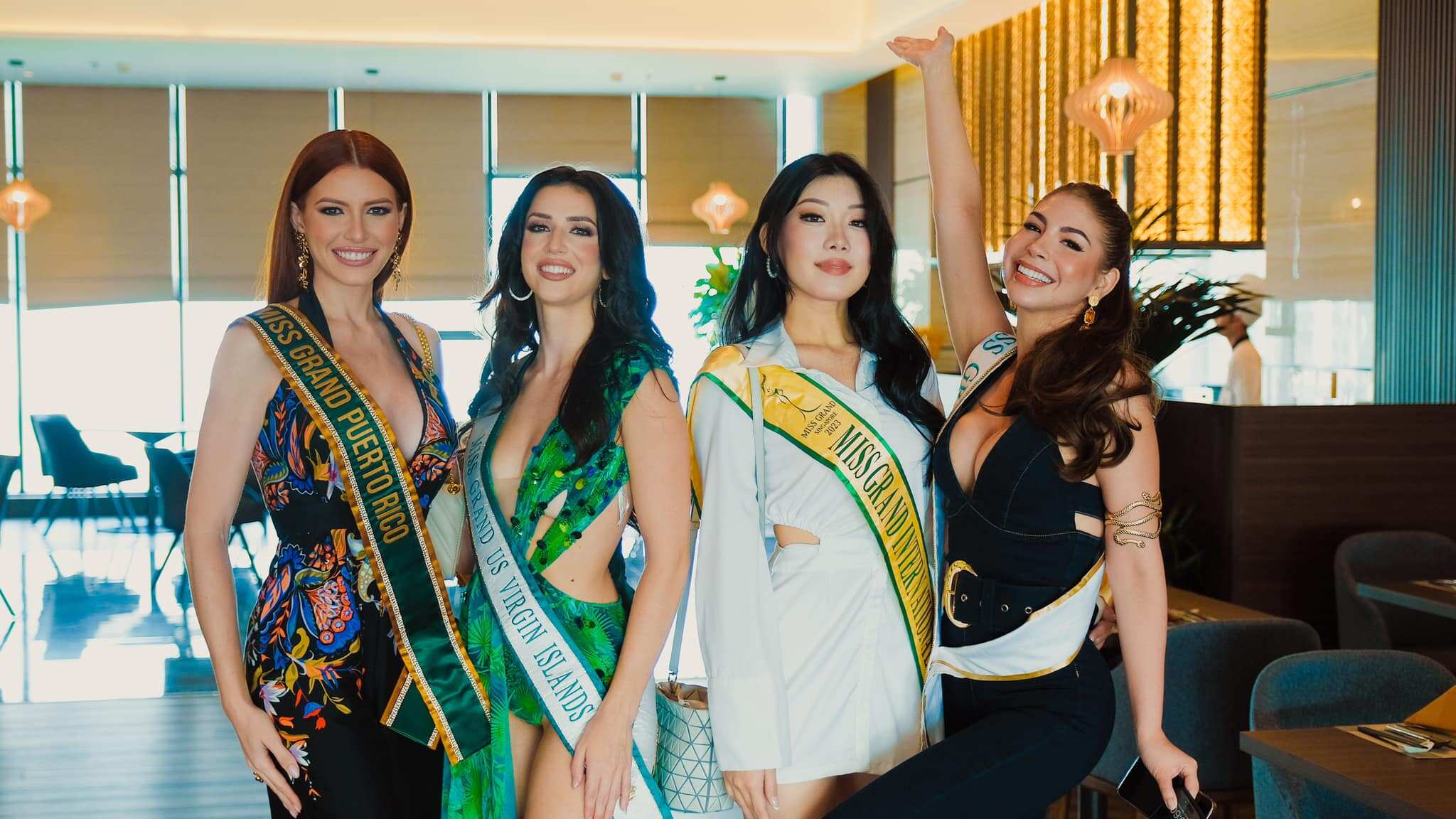 Algunas candidatas de Miss Grand International 2023, entre ellas la boricua Cristina Ramos (izquierda).