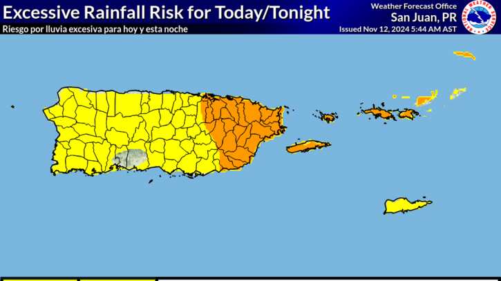 Riesgo por lluvia excesiva.