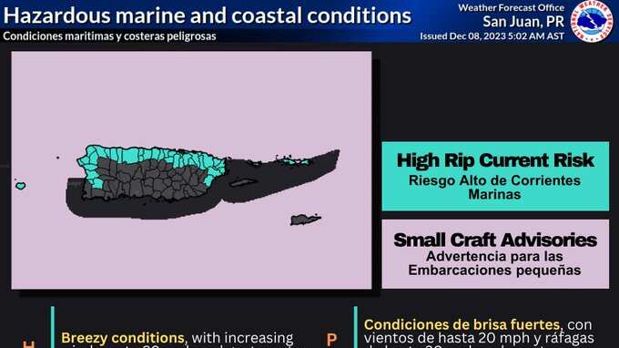 Riesgo alto de corrientes de resaca.