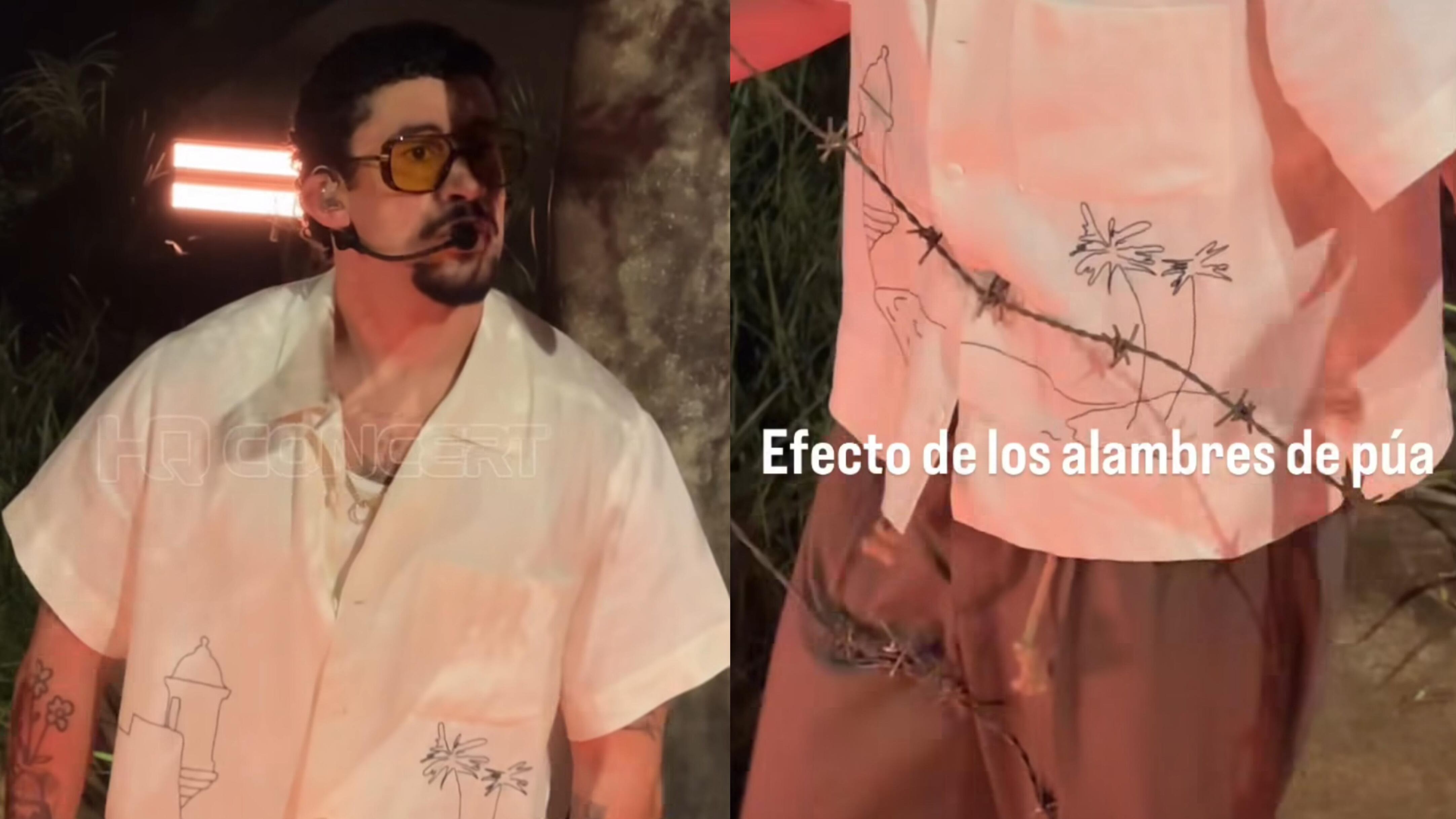 Bad Bunny se queda enganchado en una alambre de púa en su más reciente concierto en el Choliseo.