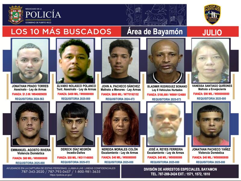 los más buscados del área de Bayamón