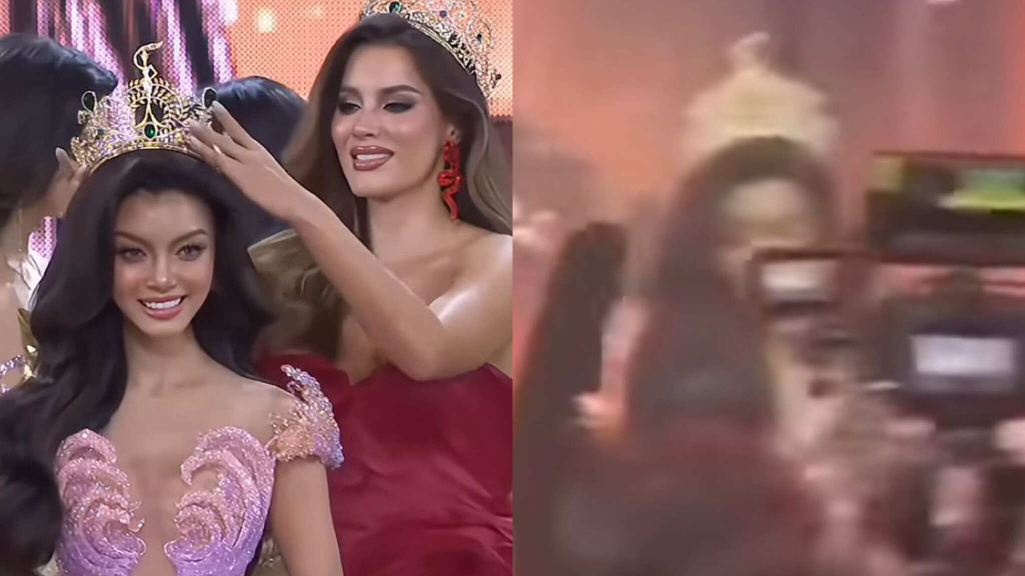 Director de Miss Myanmar lanza al suelo corona de su candidata tras final de Miss Grand International 2024.
