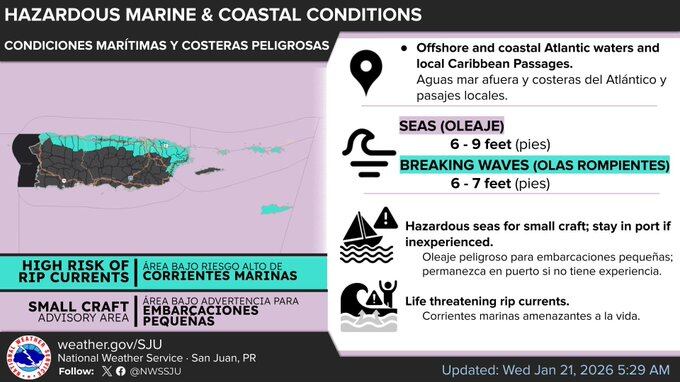 Siguen las condiciones marítimas y costeras peligrosas.