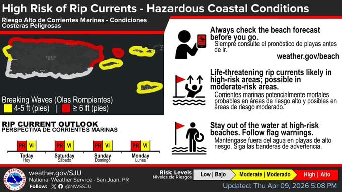 Tiempo para el viernes, 10 de abril de 2026.