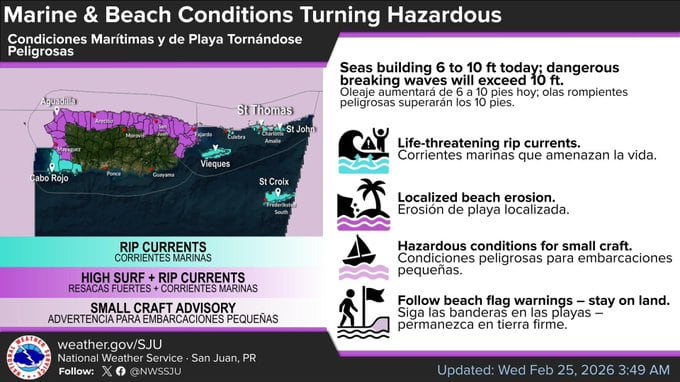 Informe del tiempo para el 25 de febrero de 2026.