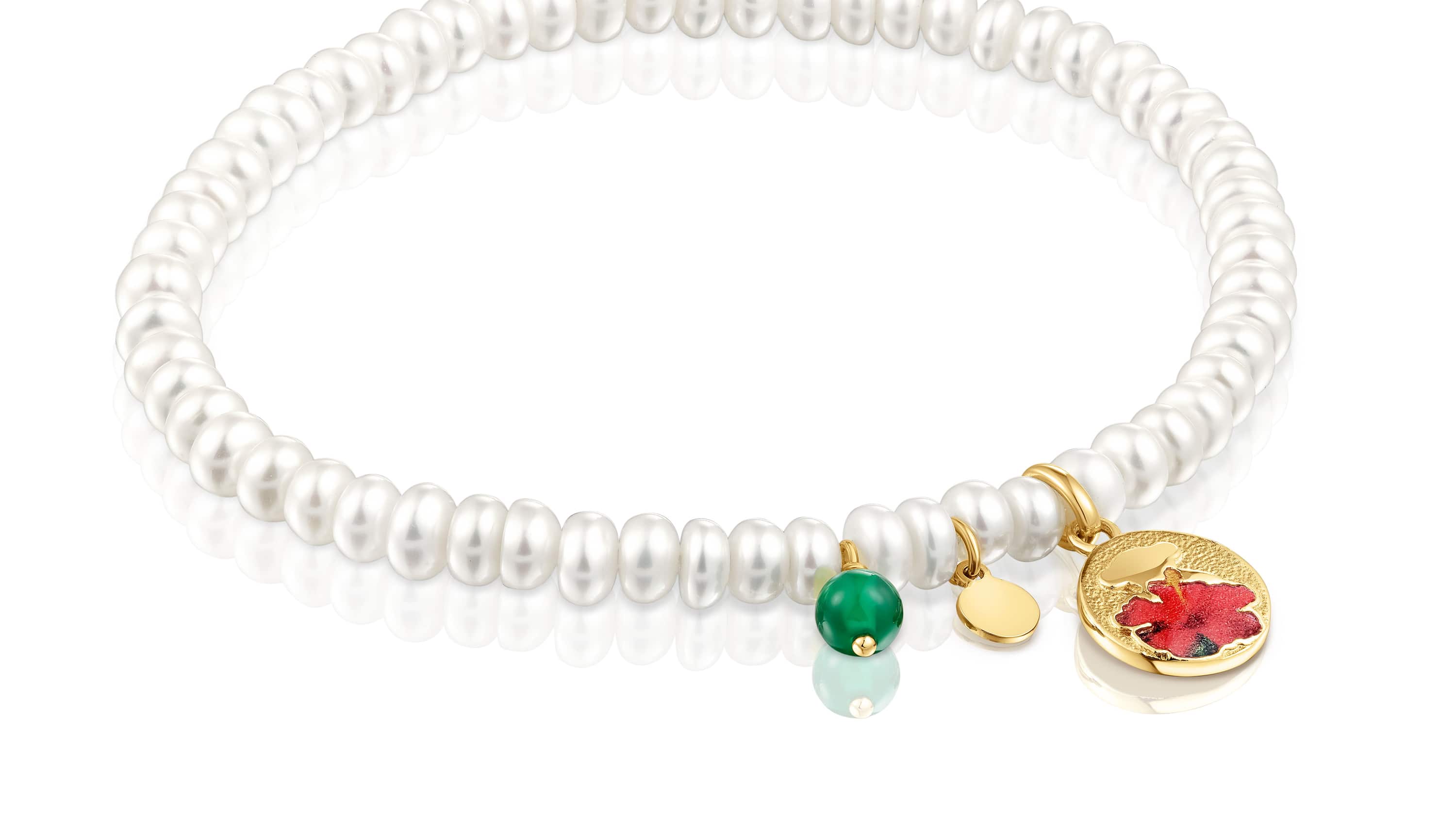 PULSERA PERLAS PLATA1ªLEY BAÑO FLOR PRIN