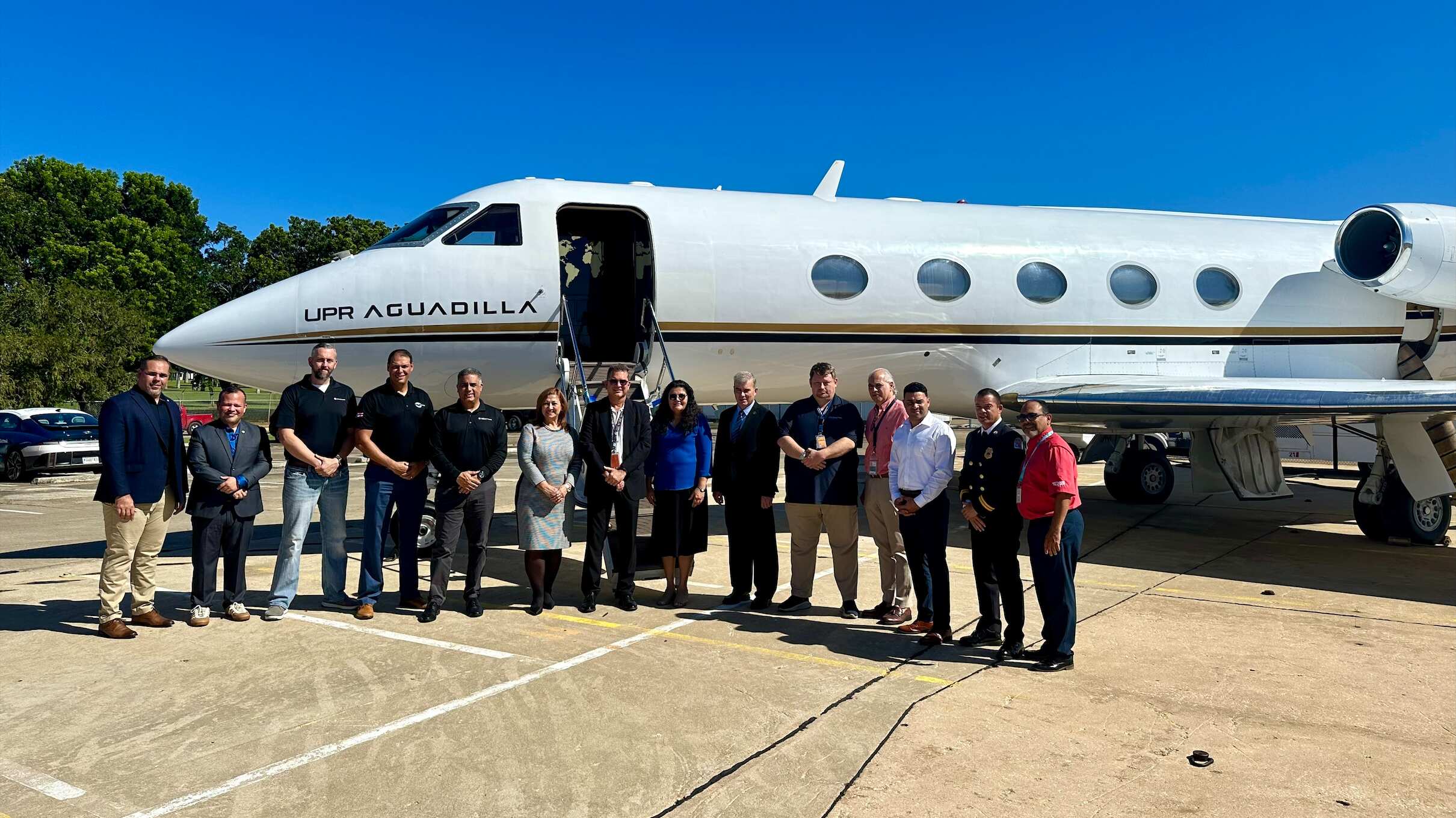Entre los asistentes a la conferencia de prensa se encontraban representantes del Aeropuerto Rafael Hernaìndez de Aguadilla, Bomberos del Aeropuerto, Collins Aerospace, Lufthansa Technik Puerto Rico, Pratt & W (1)