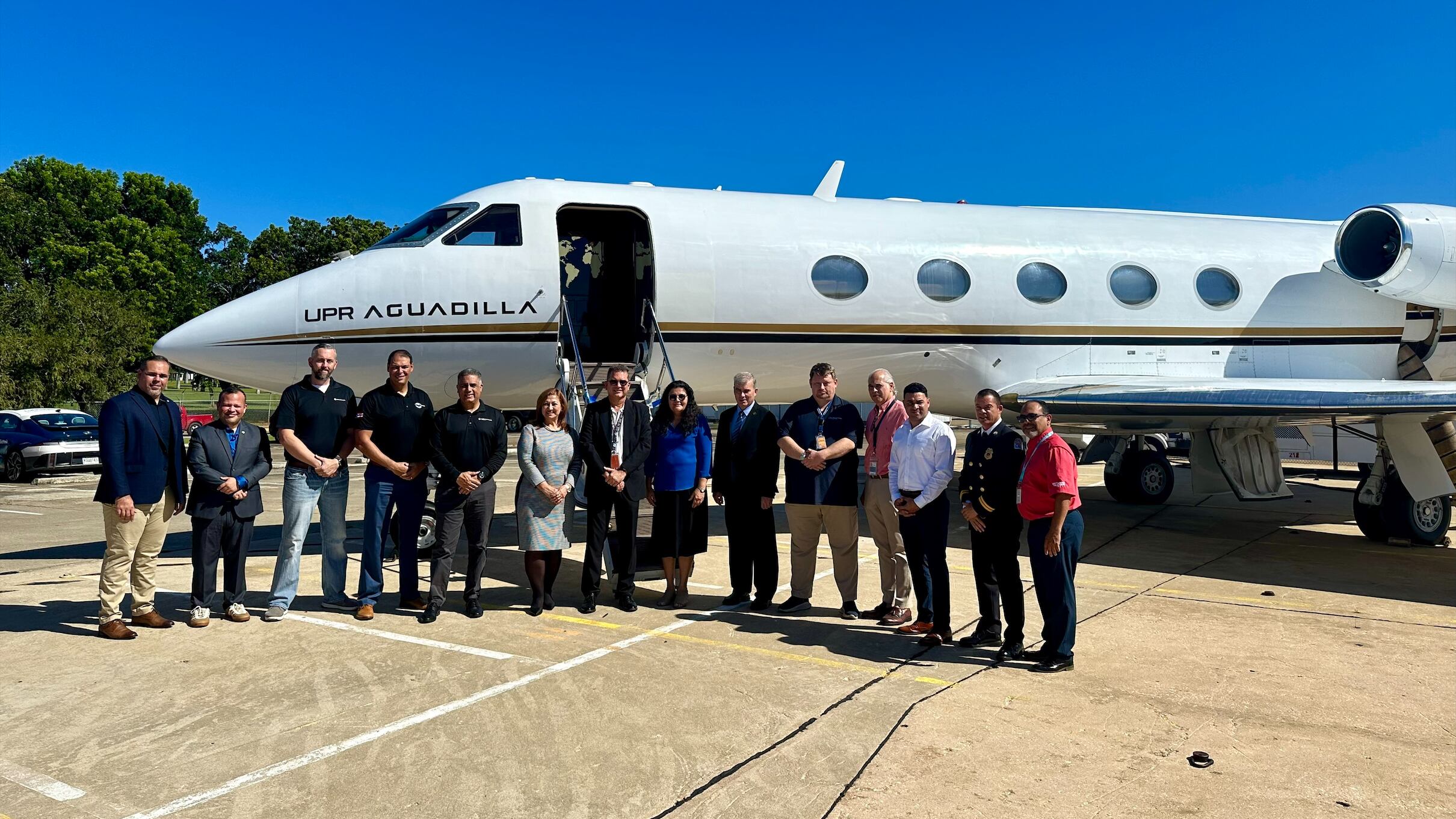 Entre los asistentes a la conferencia de prensa se encontraban representantes del Aeropuerto Rafael Hernaìndez de Aguadilla, Bomberos del Aeropuerto, Collins Aerospace, Lufthansa Technik Puerto Rico, Pratt & W (1)
