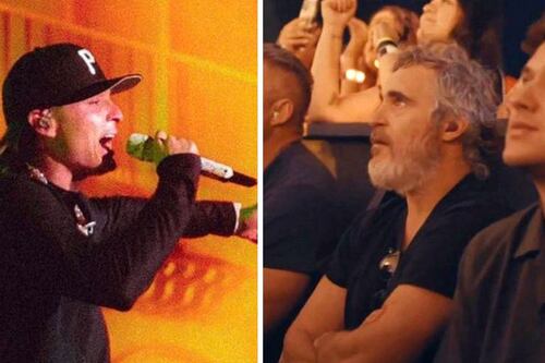 Captan a Joaquin Phoenix en concierto de Peso Pluma