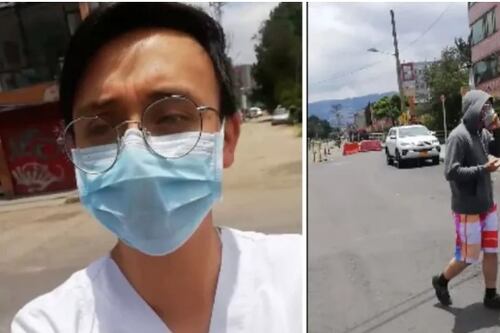 (Video) La furia de un enfermero al ver que las personas están saliendo a la calle en Bogotá
