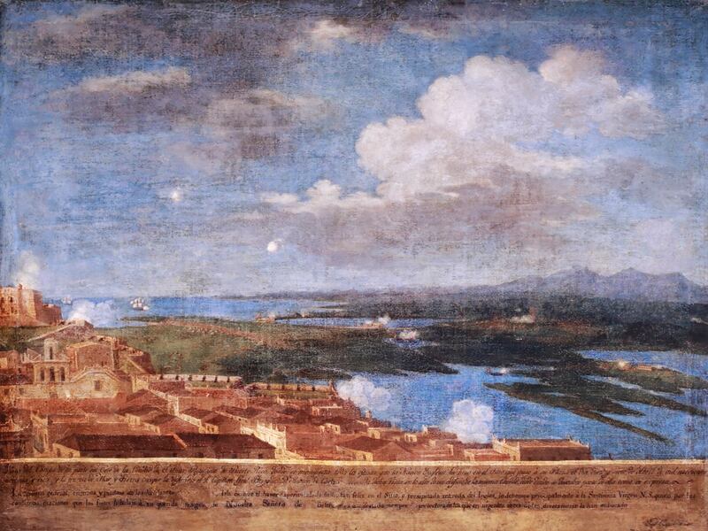 Sitio de la ciudad de San Juan por los ingleses en 1797, óleo sobre lienzo, 1797, de José Campeche.
Cortesía de Jochi Melero