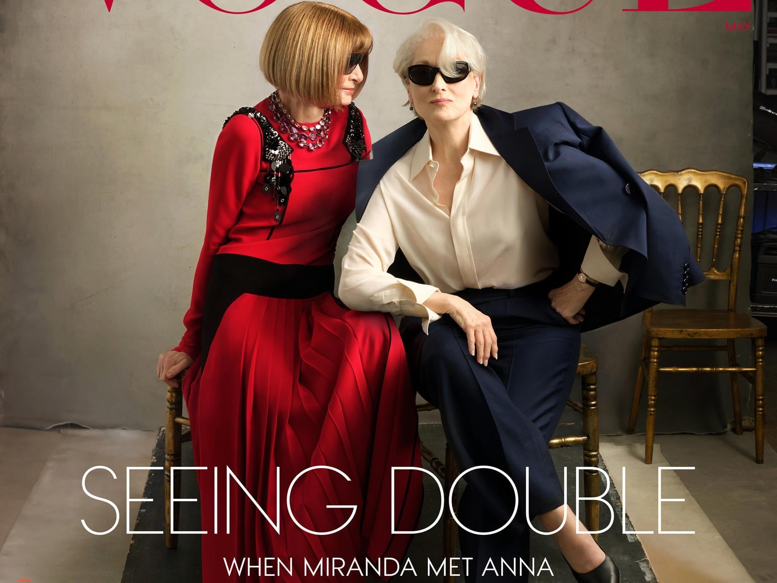 Meryl Streep, como Miranda, y Anna Wintour protagonizan la portada de Vogue para mayo