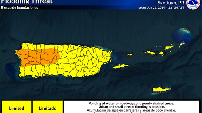Riesgo de inundaciones para este viernes, 21 de junio de 2024.