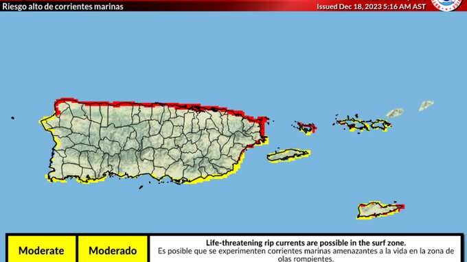 Riesgo alto de corrientes marinas.