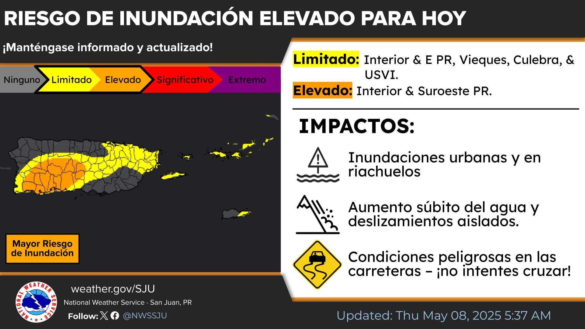Riesgo elevado de inundaciones.