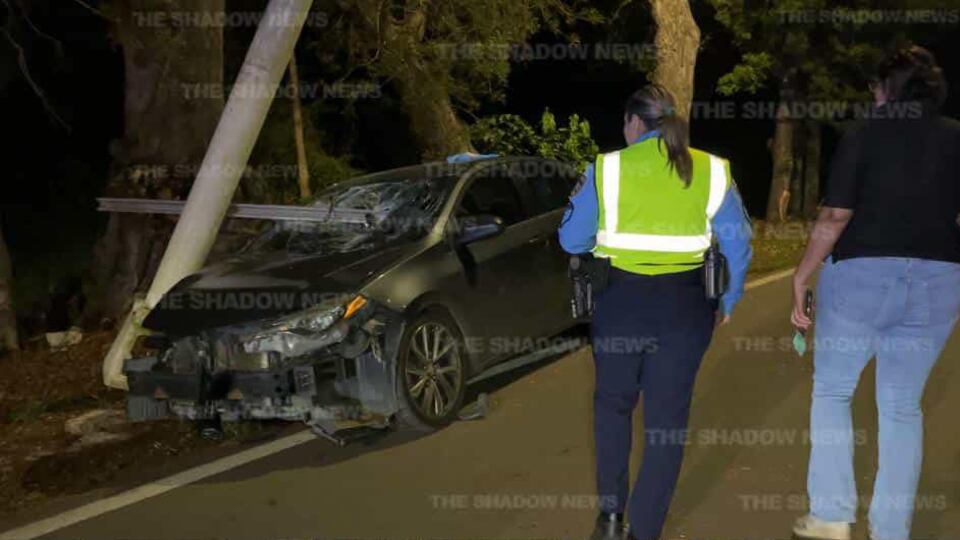 Mujer choca árbol, rótulo y poste de aluminio en Guánica.