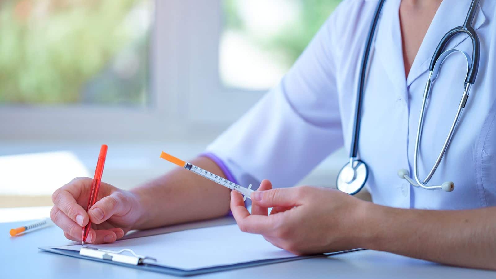 inyección de insulina para diabetes