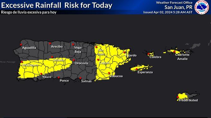 Riesgo de lluvia excesiva.