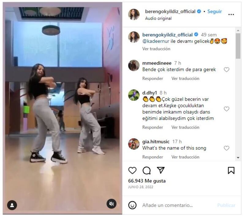Beren Gökyıldız le gusta el baile además de actuar