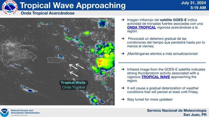 Onda tropical se aproxima a Puerto Rico.