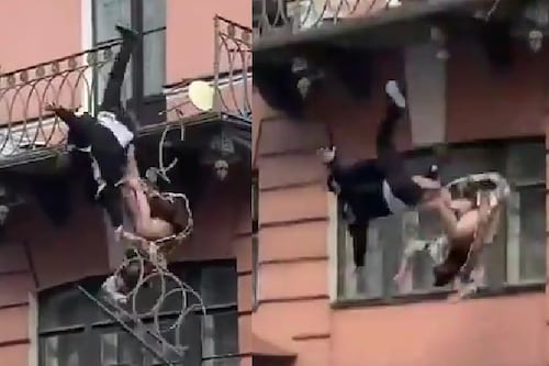 Video: Pareja cae desde un balcón tras protagonizar una pelea en Rusia