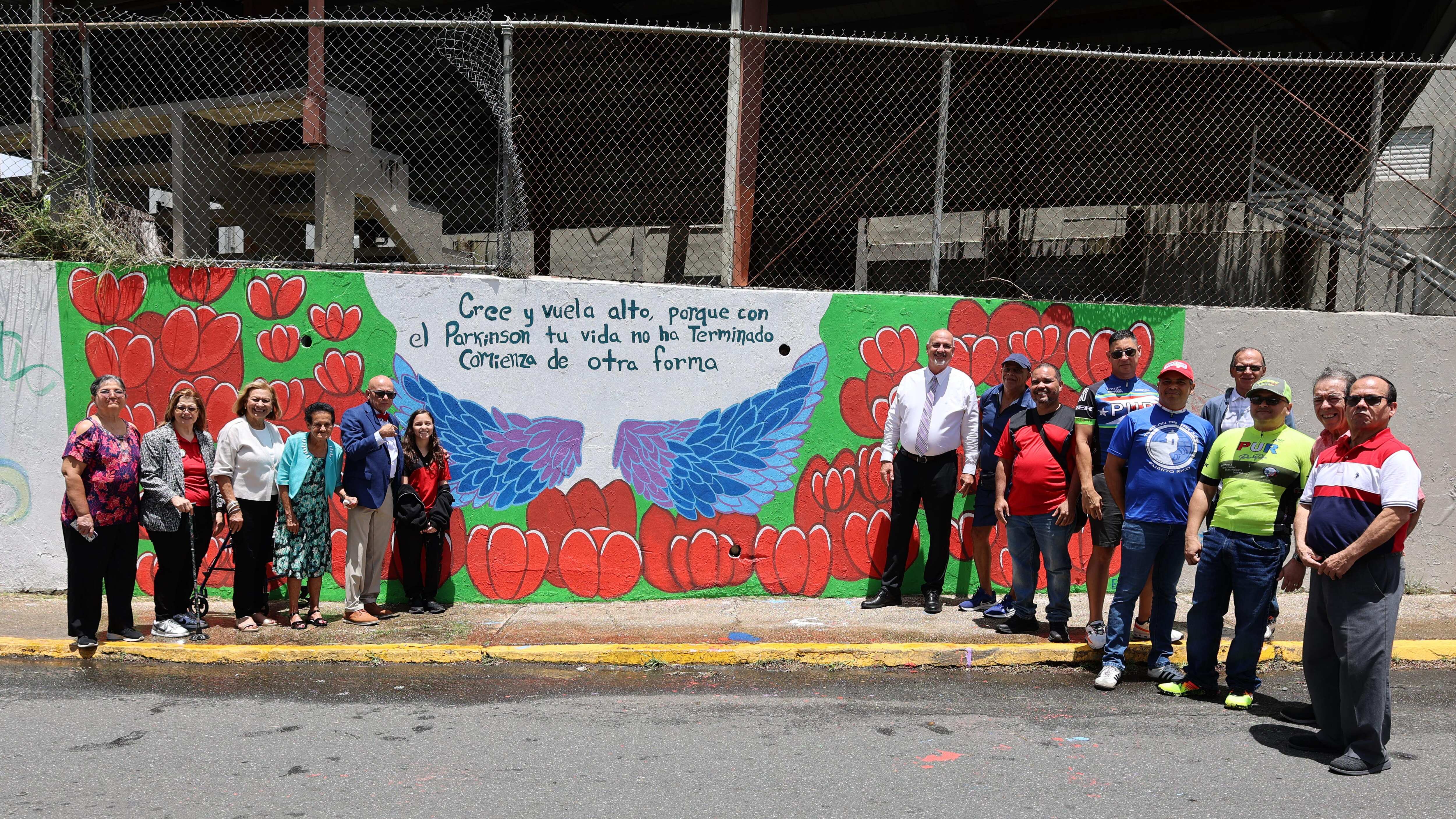 mural en honor a los pacientes de Parkinson
