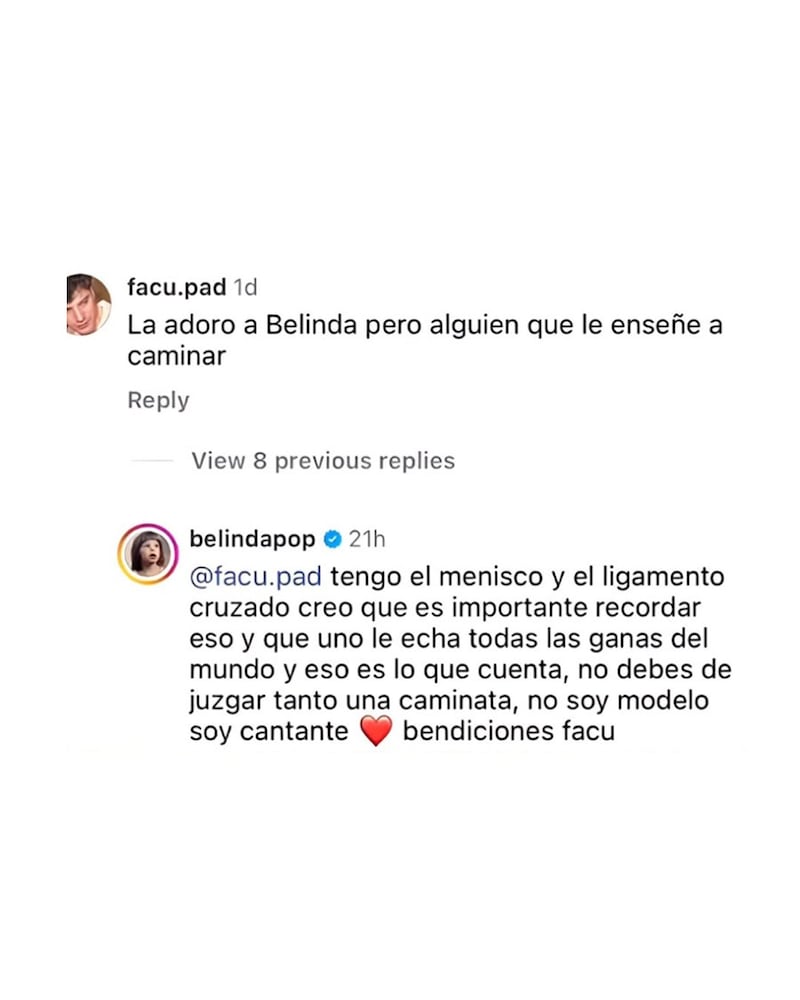 Así respondió Belinda a críticas contra su forma de caminar en desfile de L'Oréal