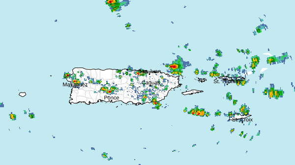 Varios aguaceros se mueven sobre Puerto Rico.