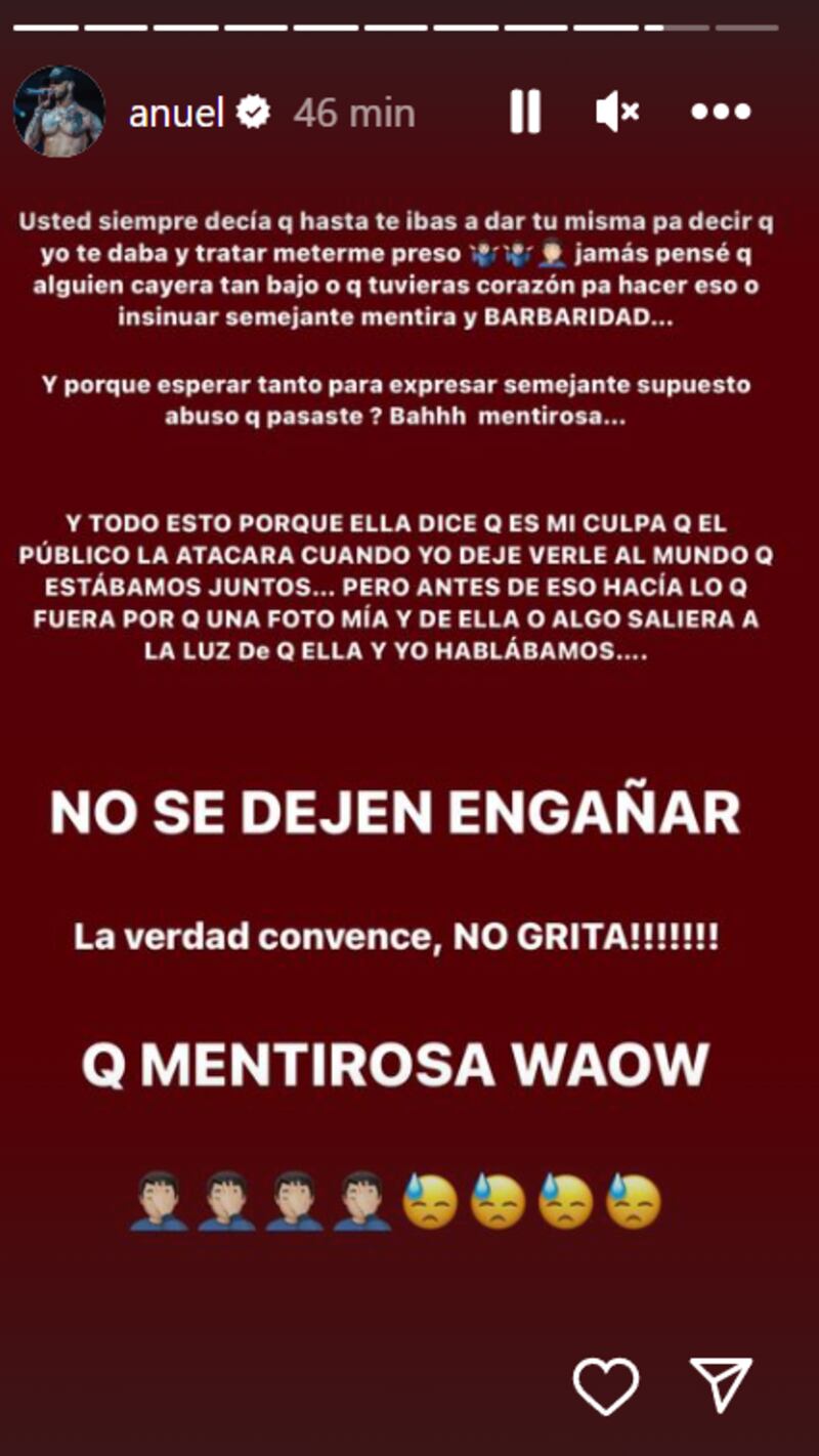 Captura de historia de Instagram Anuel AA