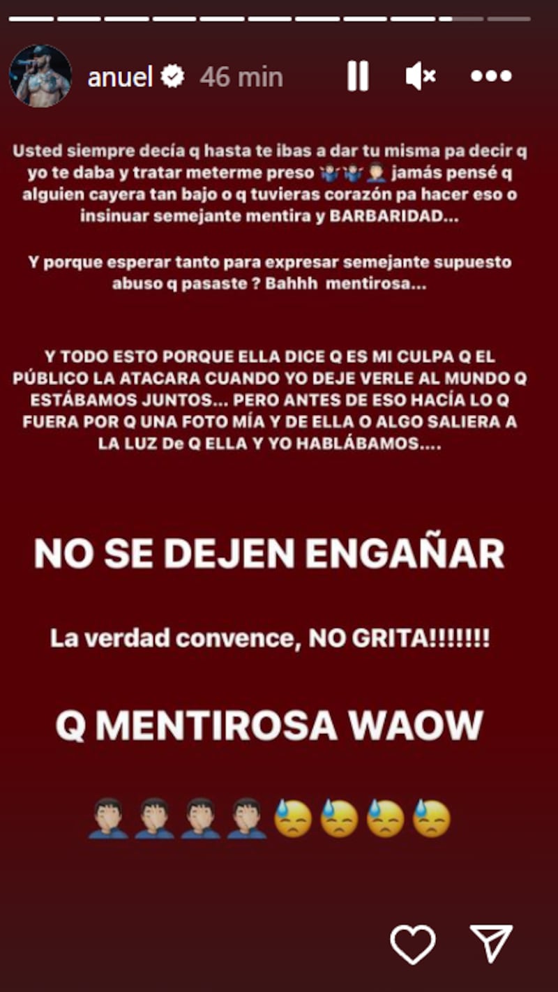 Captura de historia de Instagram Anuel AA