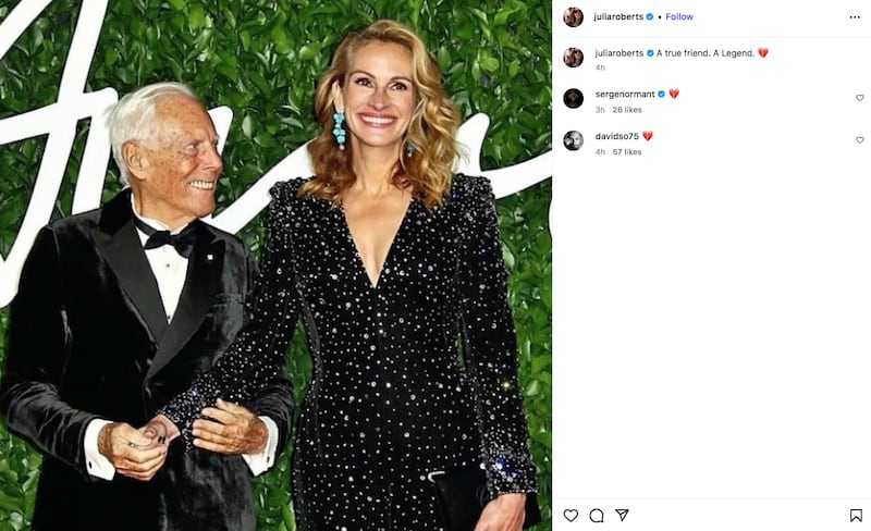 Julia Roberts se despide de Giorgio Armani