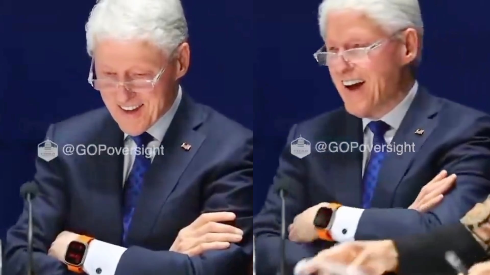 Bill Clinton riéndose ante el caso de Jeffrey Epstein