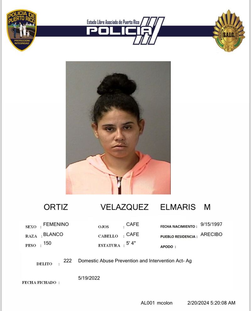 Elmaris Ortiz Velázquez poseía expediente criminal por violencia doméstica del año 2022.
